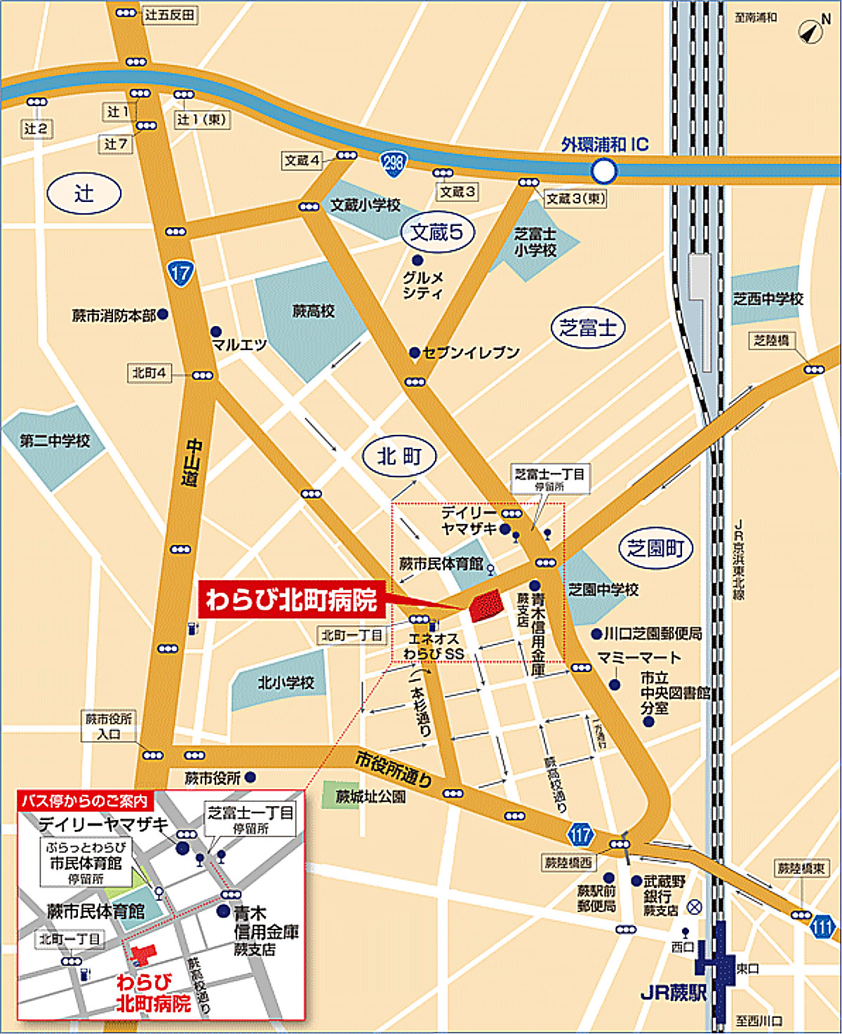 わらび北町病院地図